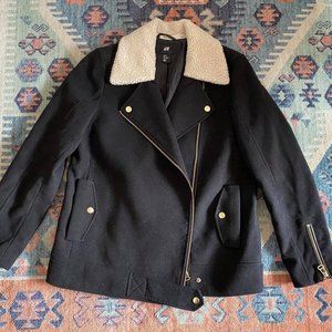 H7M Sherpa Collar Soft Biker Jacket